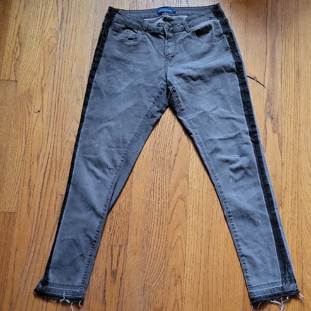 Soft Grey Jeans with Black Side Stripe - Size 8